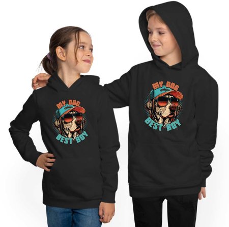 Kids Hoodie Hooded Sweater - Cool Dog Head with Cap i225